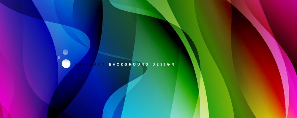 虹色の背景にabstract back ground designの文字